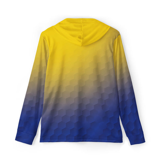 Blue & Yellow Honeycomb — Unisex Fishing Pullover Hoodie (SPF 50+)