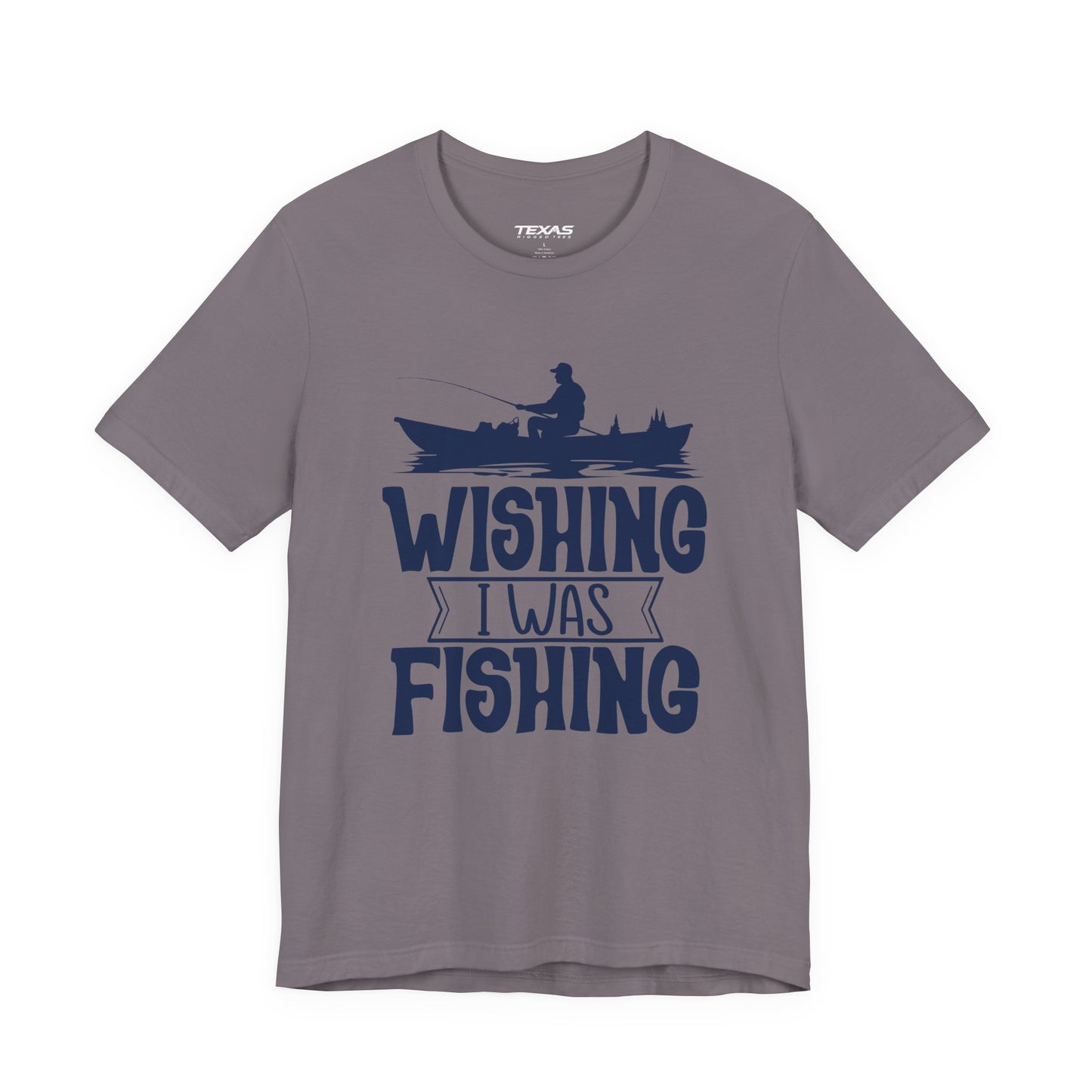 Wishing I Was Fishing (Boat Edition) — Unisex Cotton Tee
