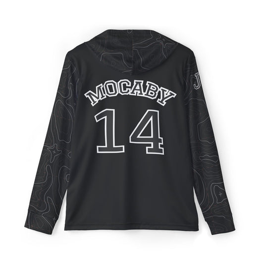 JR Mocaby Baseball Jersey Contour Lines Sleeves Black & White