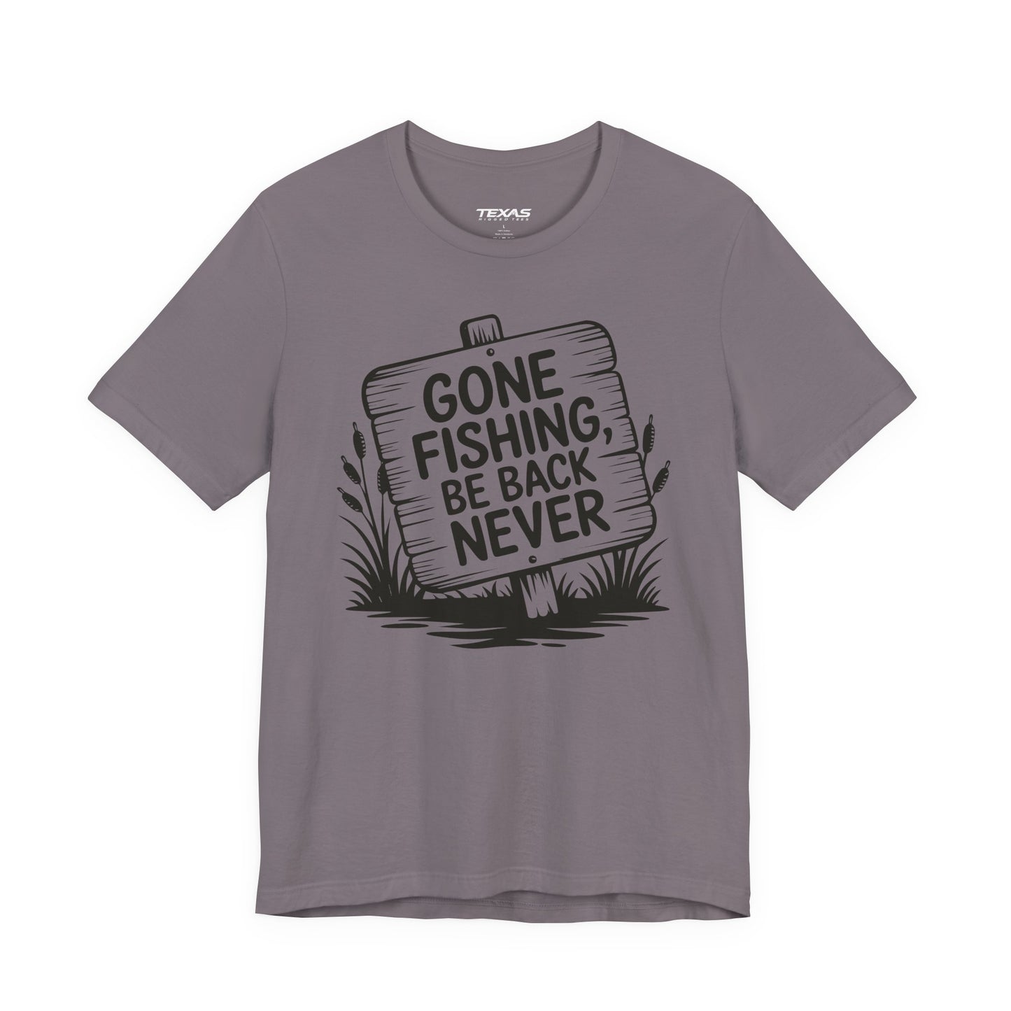 Gone Fishing, Be Back Never — Unisex Cotton Tee