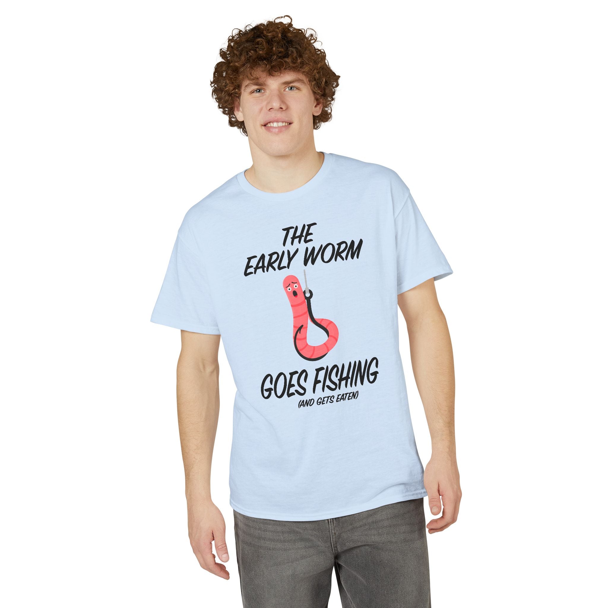 The Early Worm Goes Fishing (and Gets Eaten) — Unisex DryBlend® T-Shirt