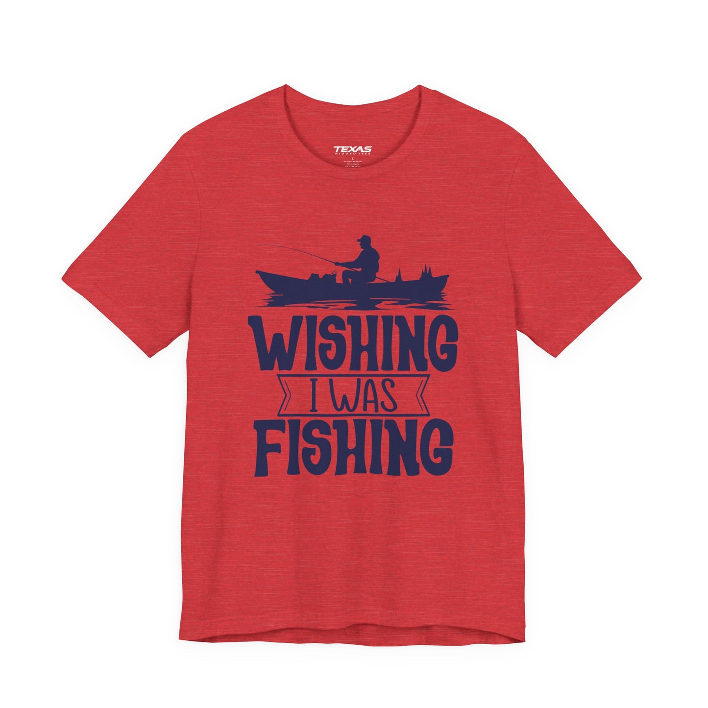 Wishing I Was Fishing (Boat Edition) — Unisex Cotton Tee