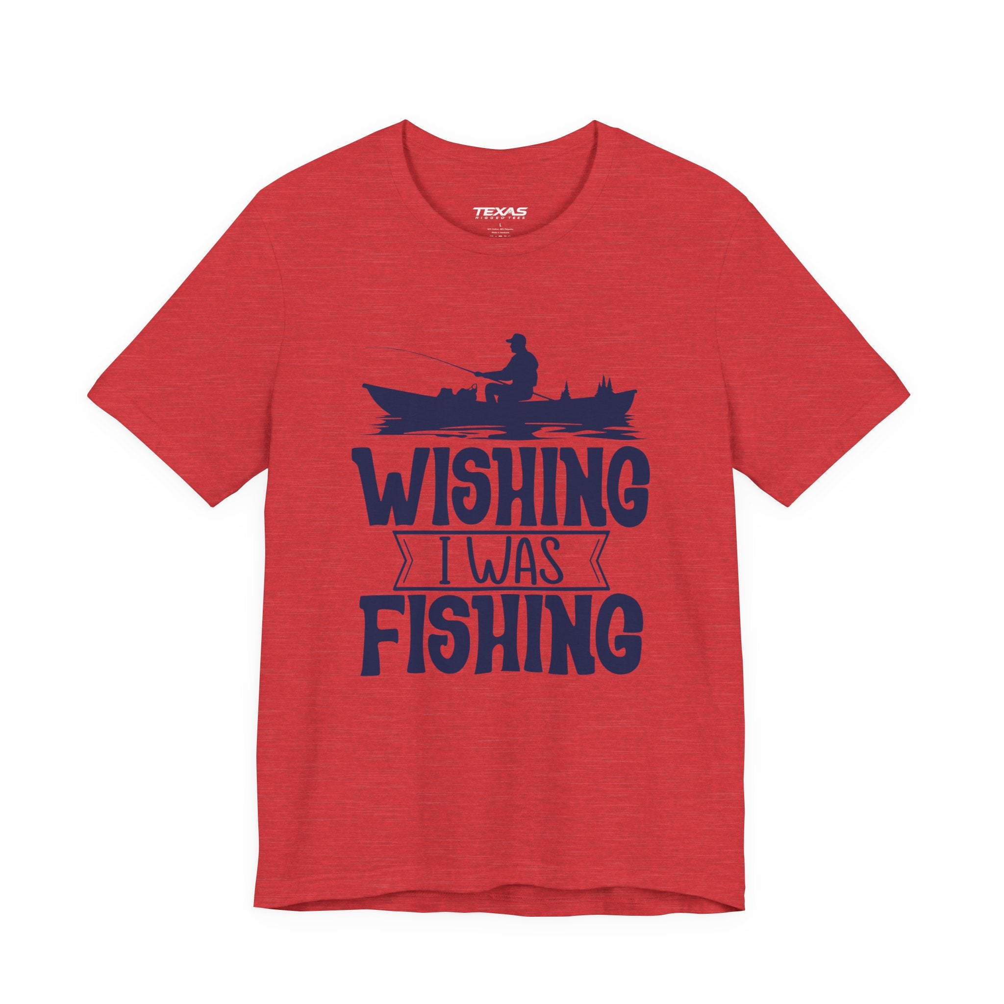 Wishing I Was Fishing (Boat Edition) — Unisex Cotton Tee