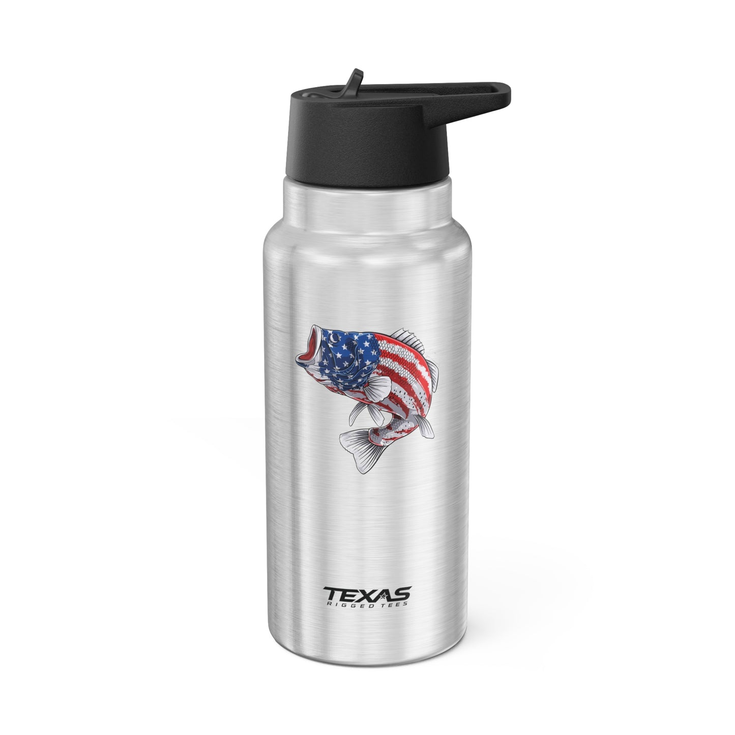 Patriotic Bass — 32oz Stainless Steel Tumbler (with inner straw)