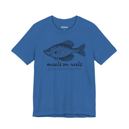 Meals on Reels: Groceries Not Trophies — Unisex Cotton Tee