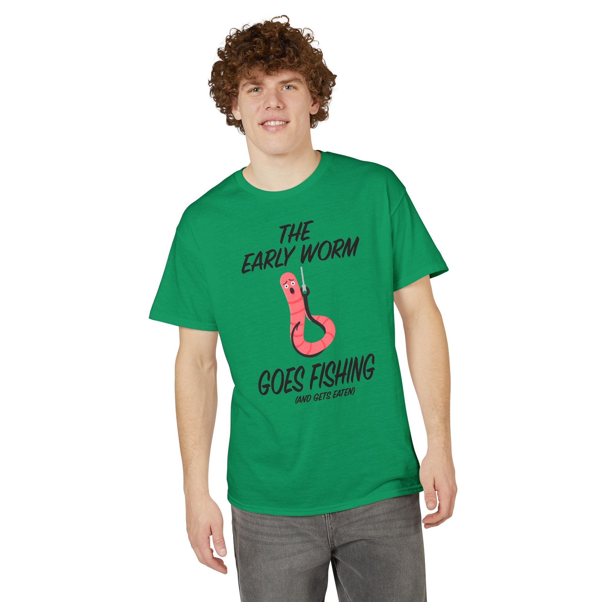 The Early Worm Goes Fishing (and Gets Eaten) — Unisex DryBlend® T-Shirt