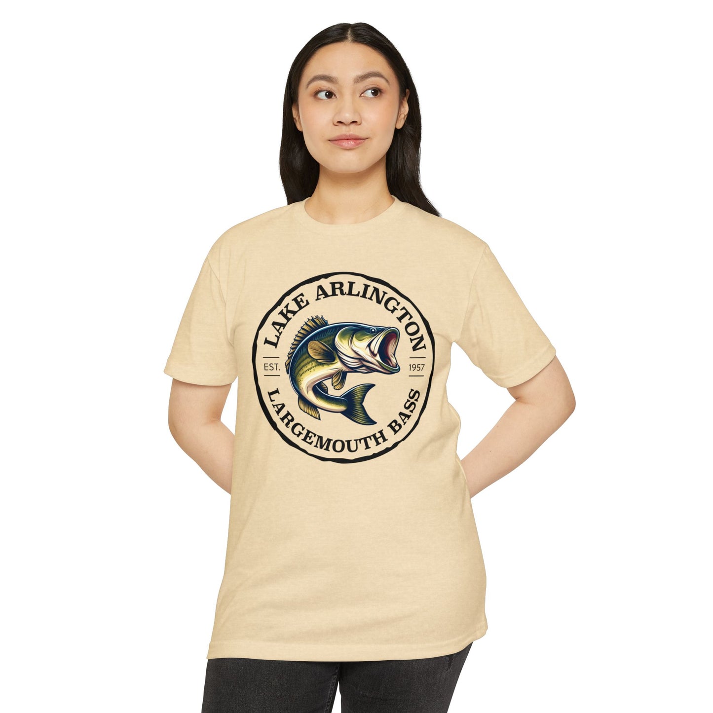 Lake Arlington Largemouth Bass — Unisex Cotton-Poly Blend T-Shirt