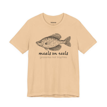 Meals on Reels: Groceries Not Trophies — Unisex Cotton Tee