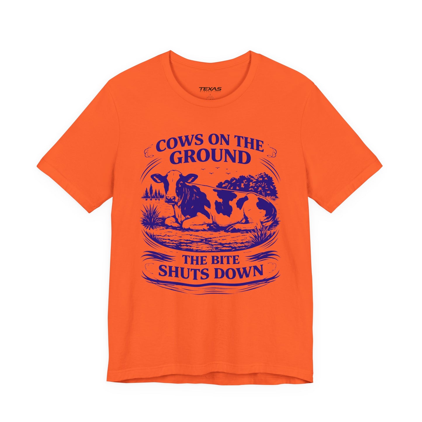 Cows on the ground, the bite shuts down — Unisex Cotton Tee