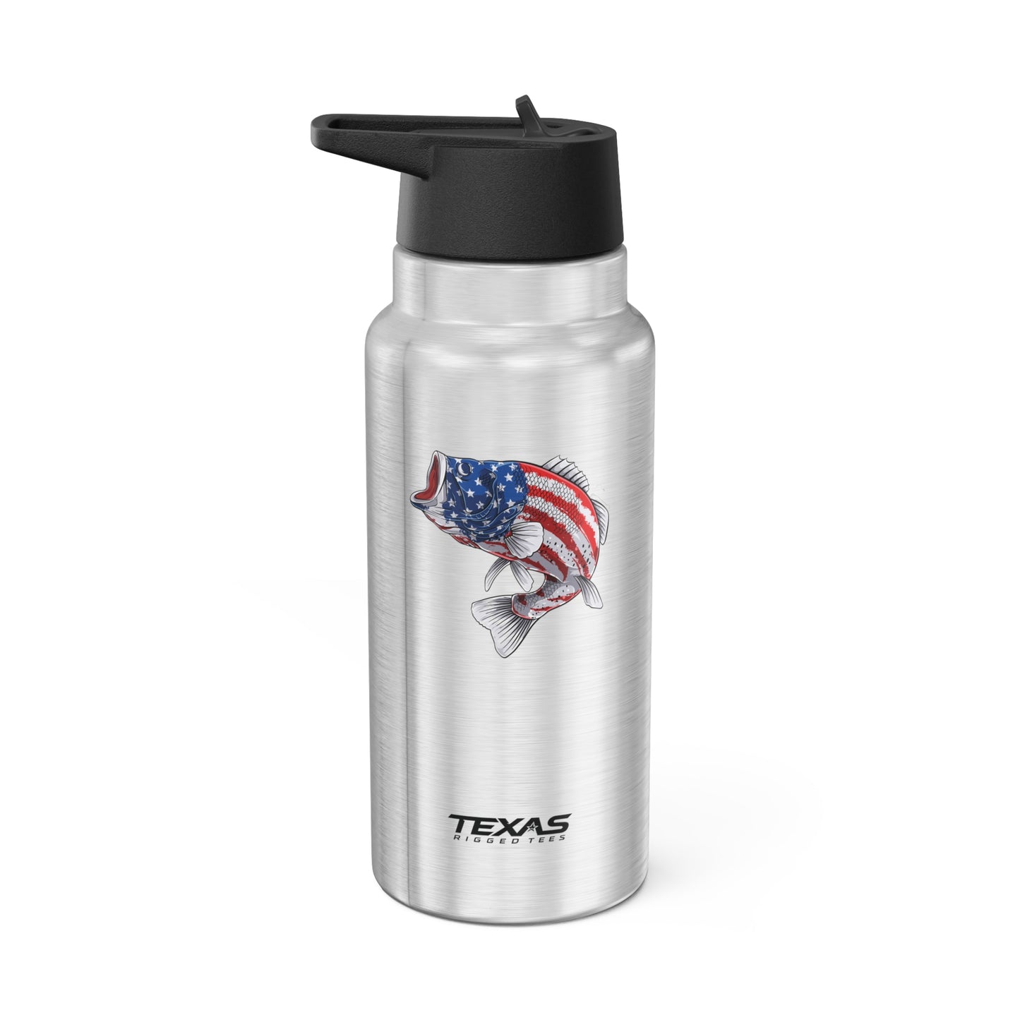 Patriotic Bass — 32oz Stainless Steel Tumbler (with inner straw)