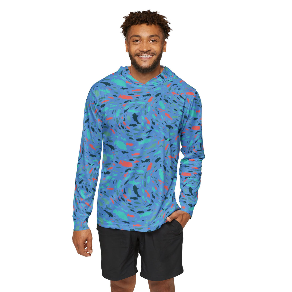 Colorful Swimming Fish — Unisex Fishing Pullover Hoodie (SPF 50+)