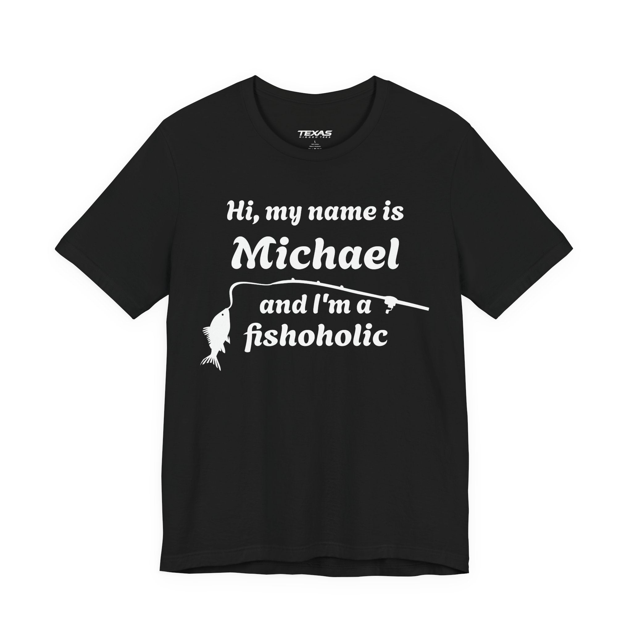 Hi, my name is [YOUR NAME] and I’m a fishoholic — Unisex Cotton Tee (Customizable)