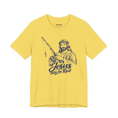 Jesus Take the Reel — Unisex Cotton Tee