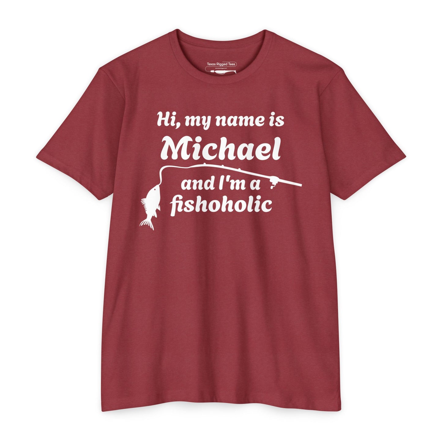 Hi, my name is [YOUR NAME] and I’m a fishoholic — Unisex Cotton-Poly Blend T-Shirt (Customizable)