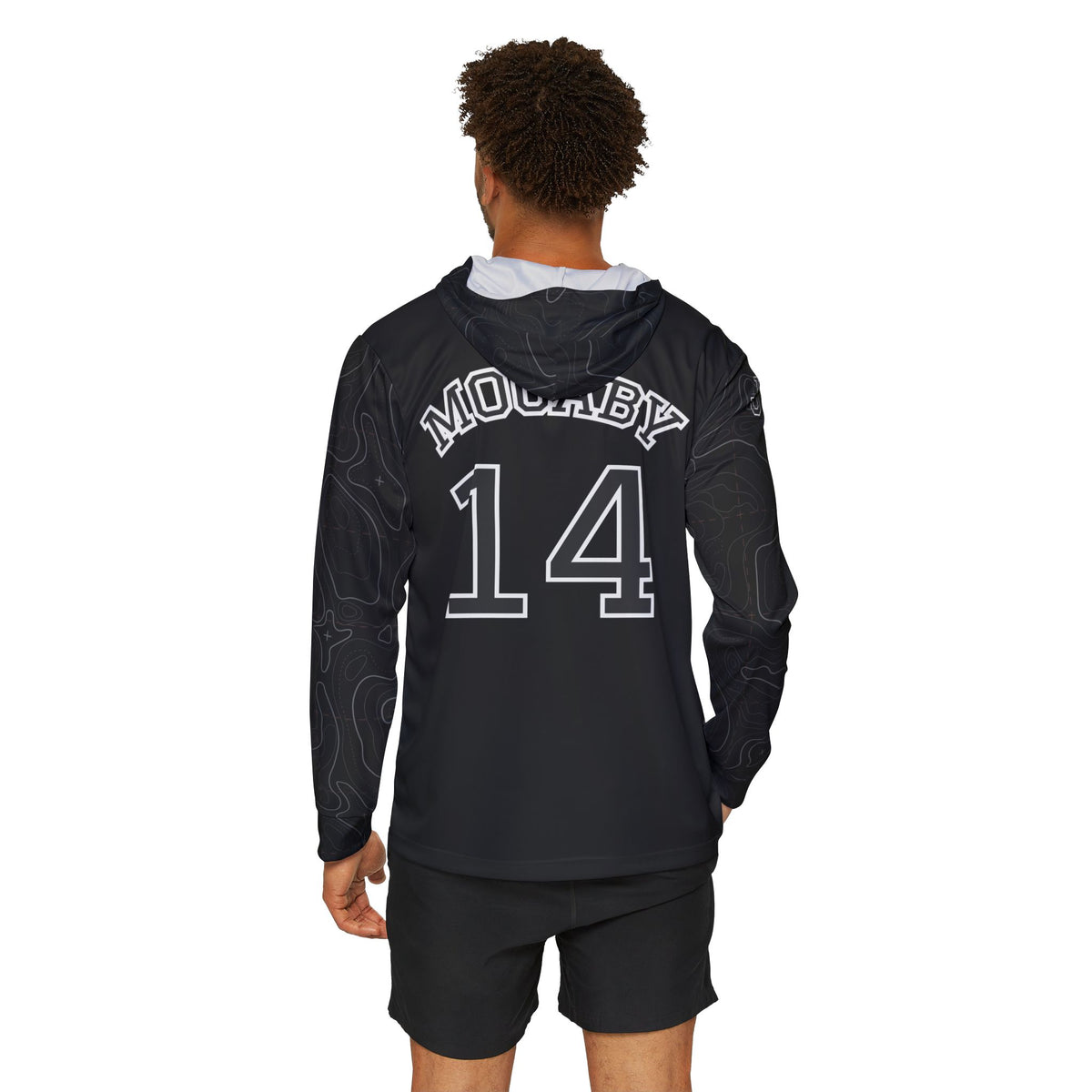 JR Mocaby Baseball Jersey Contour Lines Sleeves Black & White