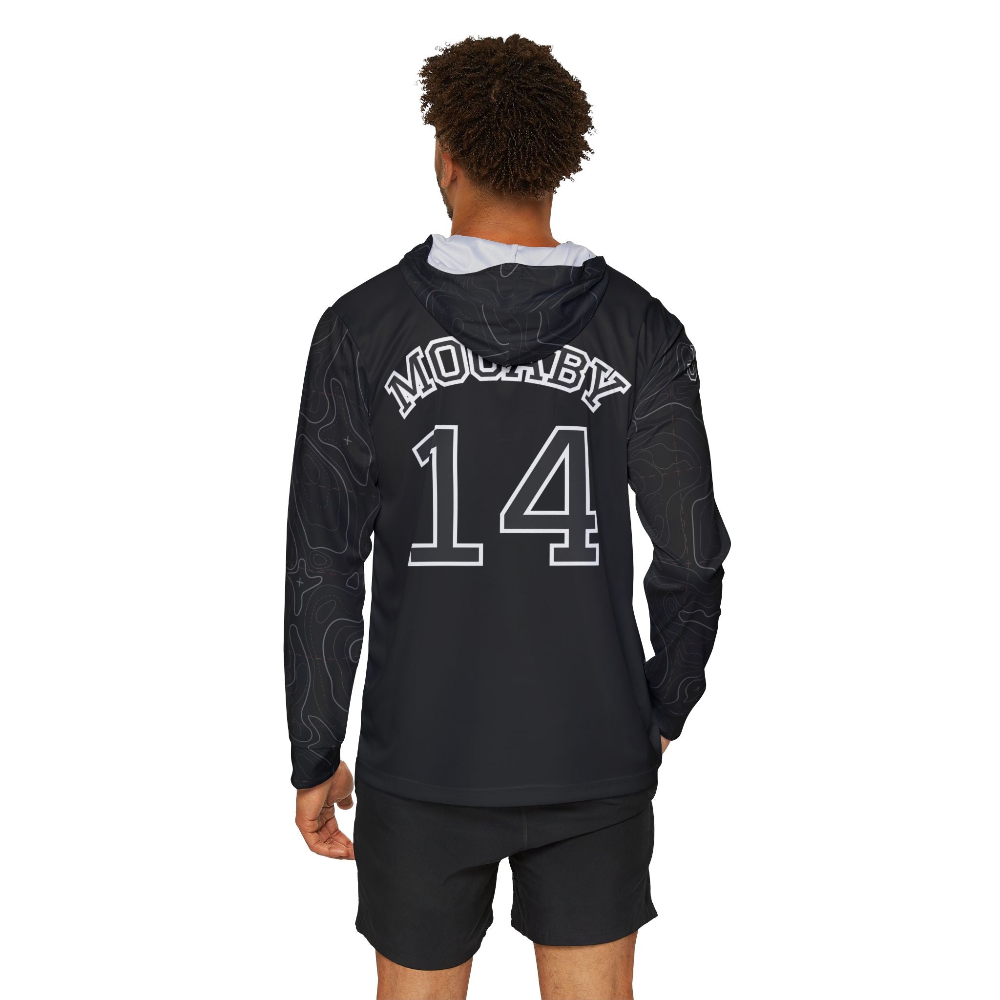 JR Mocaby Baseball Jersey Contour Lines Sleeves Black & White