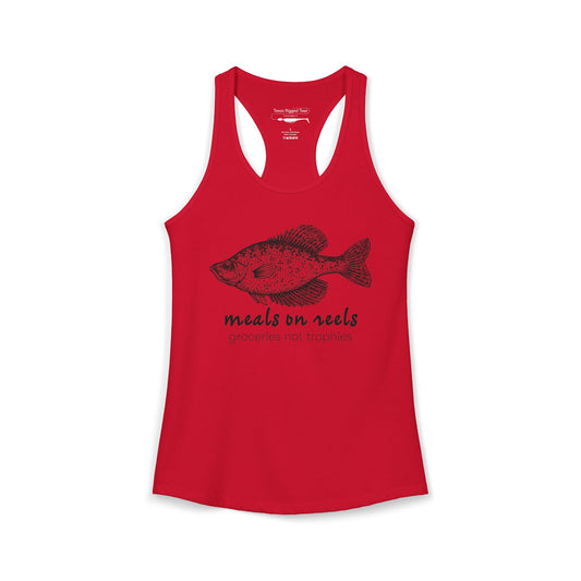 Meals on Reels: Groceries Not Trophies — Women’s Racerback Tank