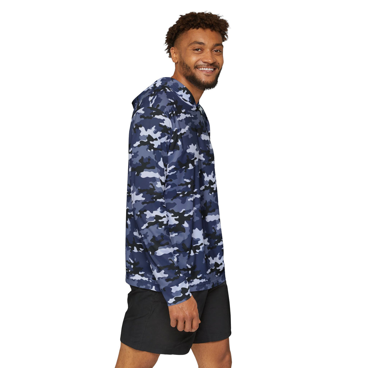 Blue Camo — Unisex Fishing Pullover Hoodie (SPF 50+)
