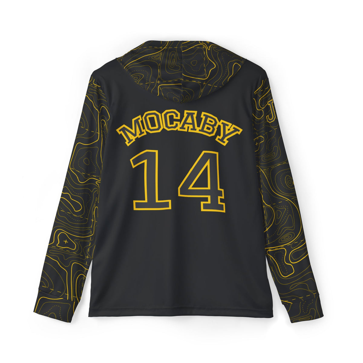 JR Mocaby Baseball Jersey Contour Lines Sleeves Black & Gold