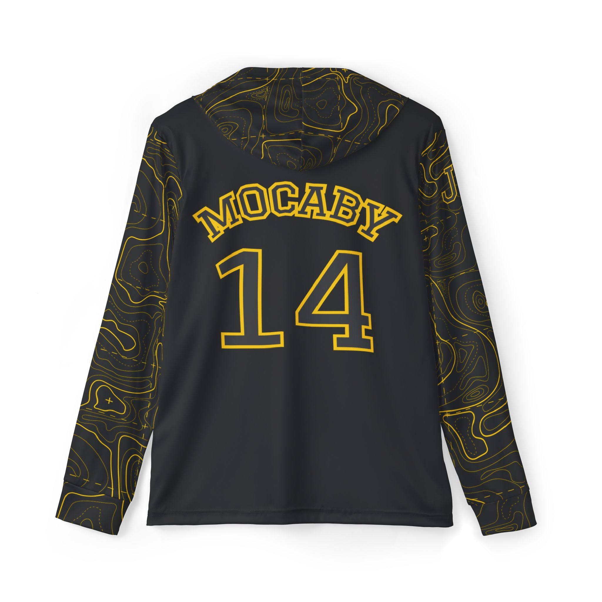 JR Mocaby Baseball Jersey Contour Lines Sleeves Black & Gold