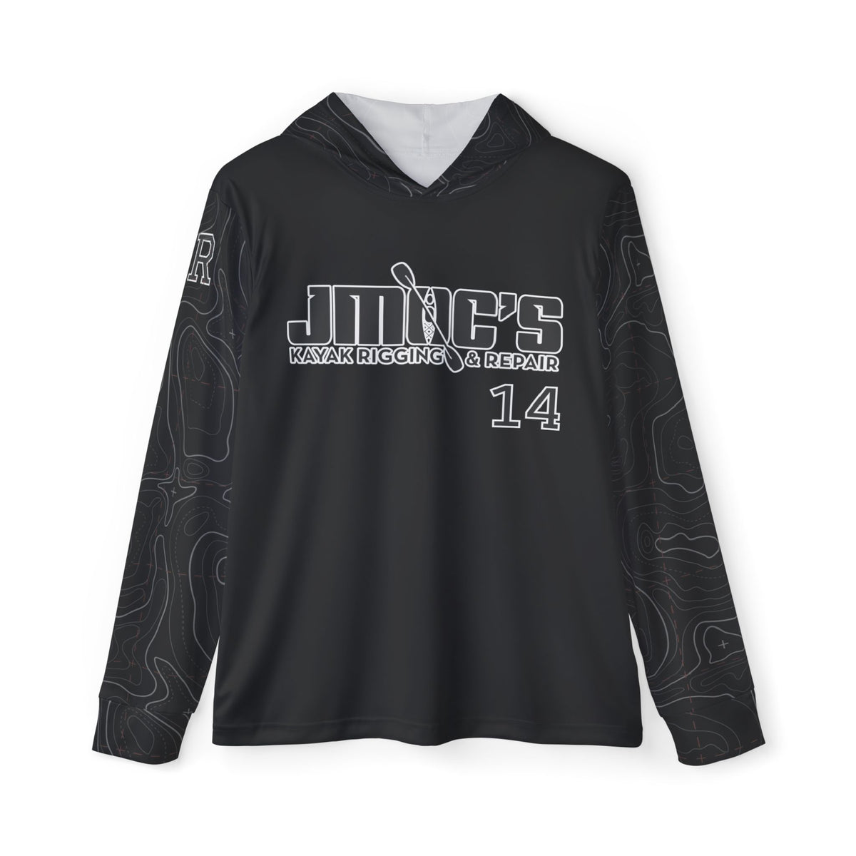 JR Mocaby Baseball Jersey Contour Lines Sleeves Black & White