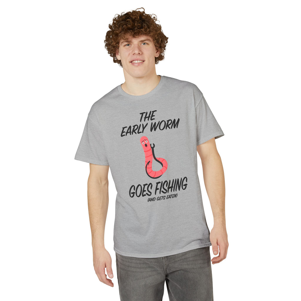 The Early Worm Goes Fishing (and Gets Eaten) — Unisex DryBlend® T-Shirt