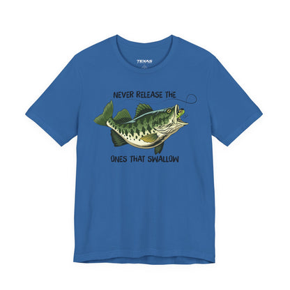 Never Release the Ones That Swallow — Unisex Cotton Tee