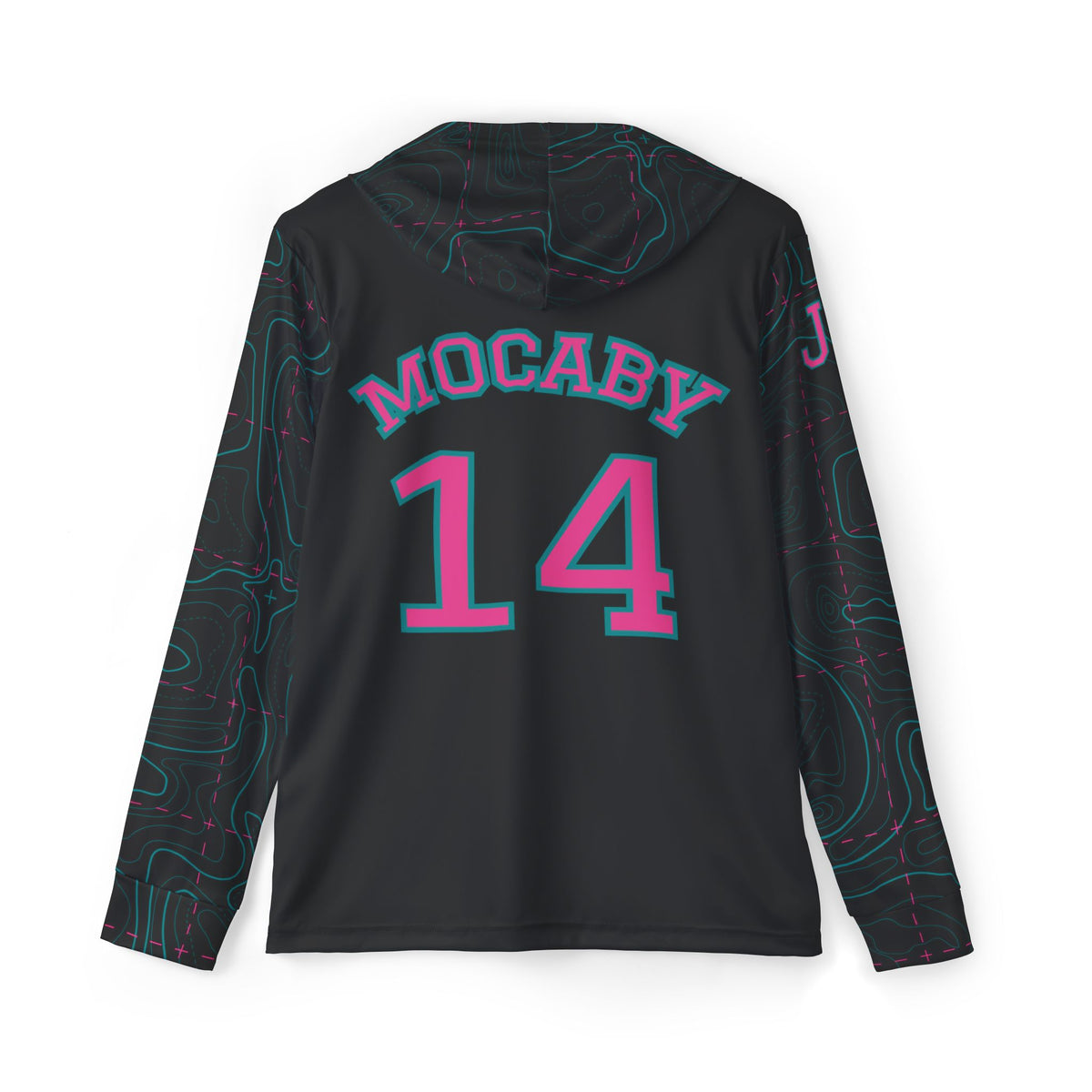 JR Mocaby Baseball Jersey Contour Lines Sleeves Black & Pink