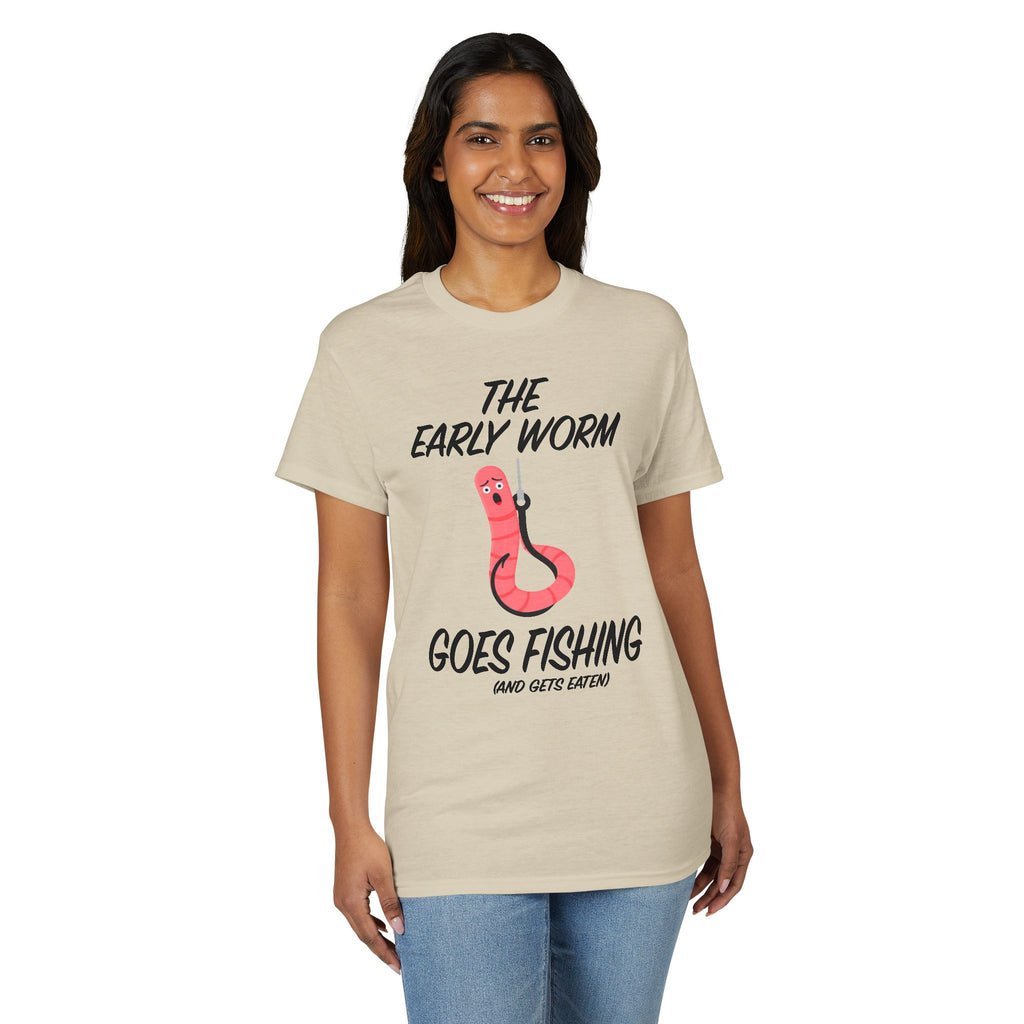 The Early Worm Goes Fishing (and Gets Eaten) — Unisex DryBlend® T-Shirt
