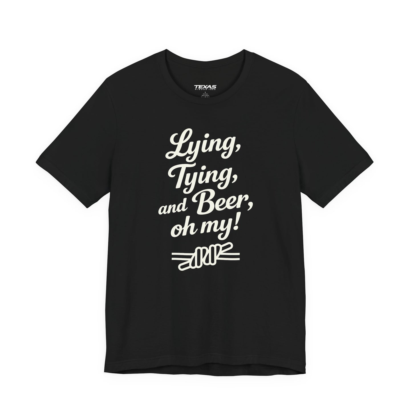 Lying, Tying, and Beer, Oh My! — Unisex Cotton Tee