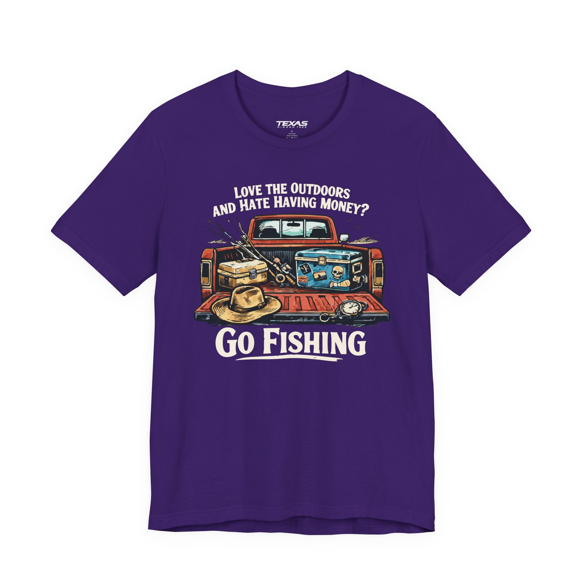 Love the Outdoors and Hate Having Money? Go Fishing. — Unisex Cotton Tee