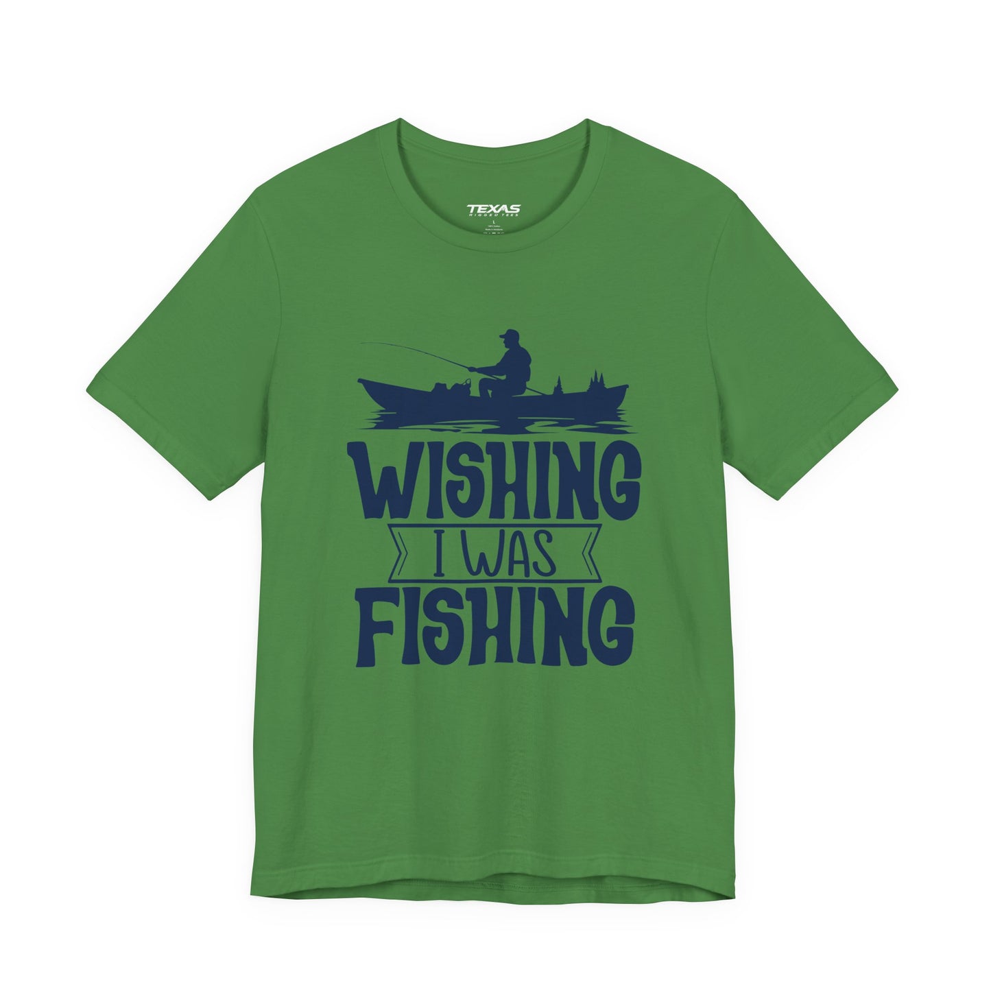 Wishing I Was Fishing (Boat Edition) — Unisex Cotton Tee