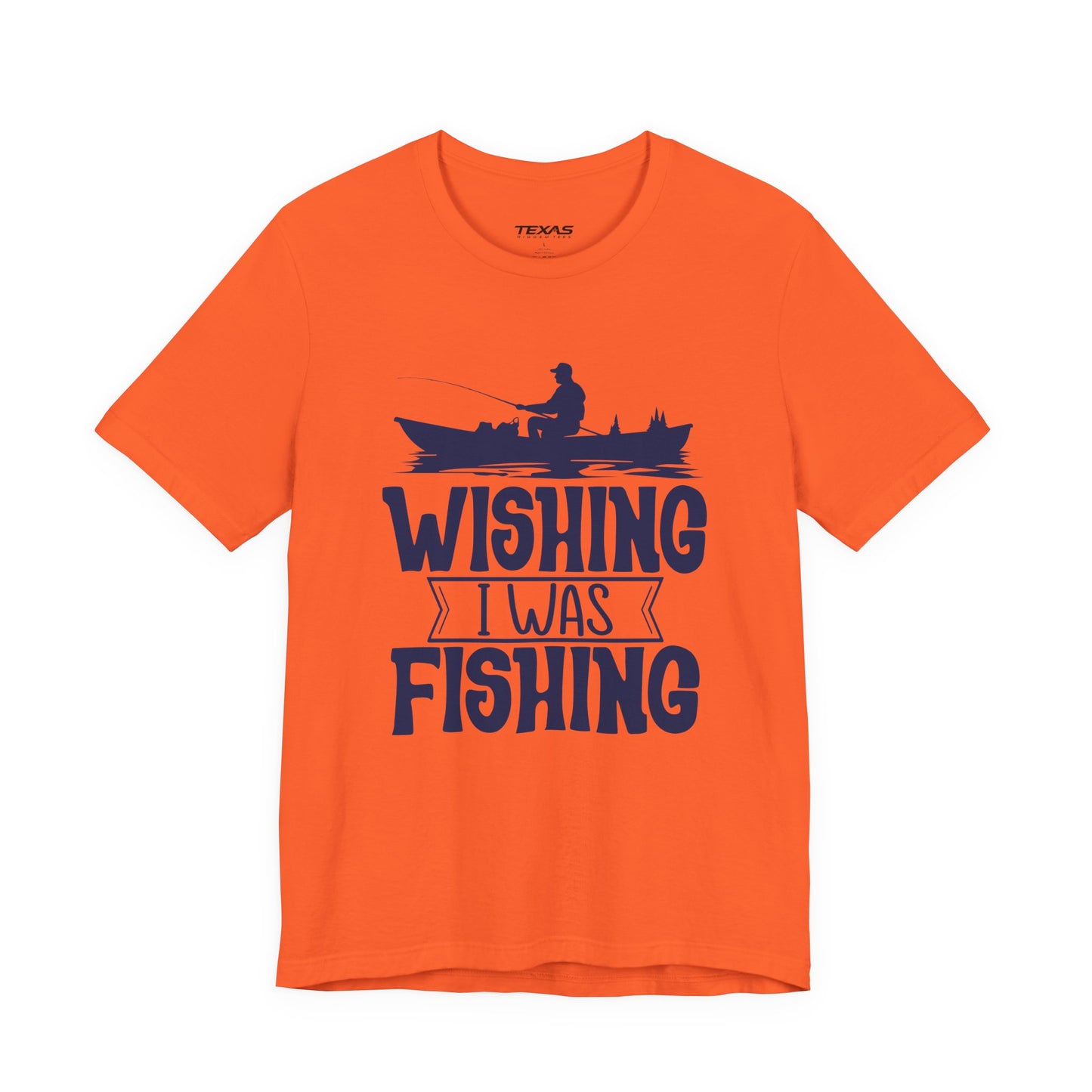 Wishing I Was Fishing (Boat Edition) — Unisex Cotton Tee
