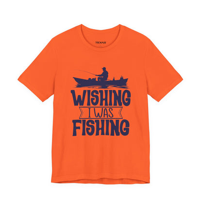 Wishing I Was Fishing (Boat Edition) — Unisex Cotton Tee