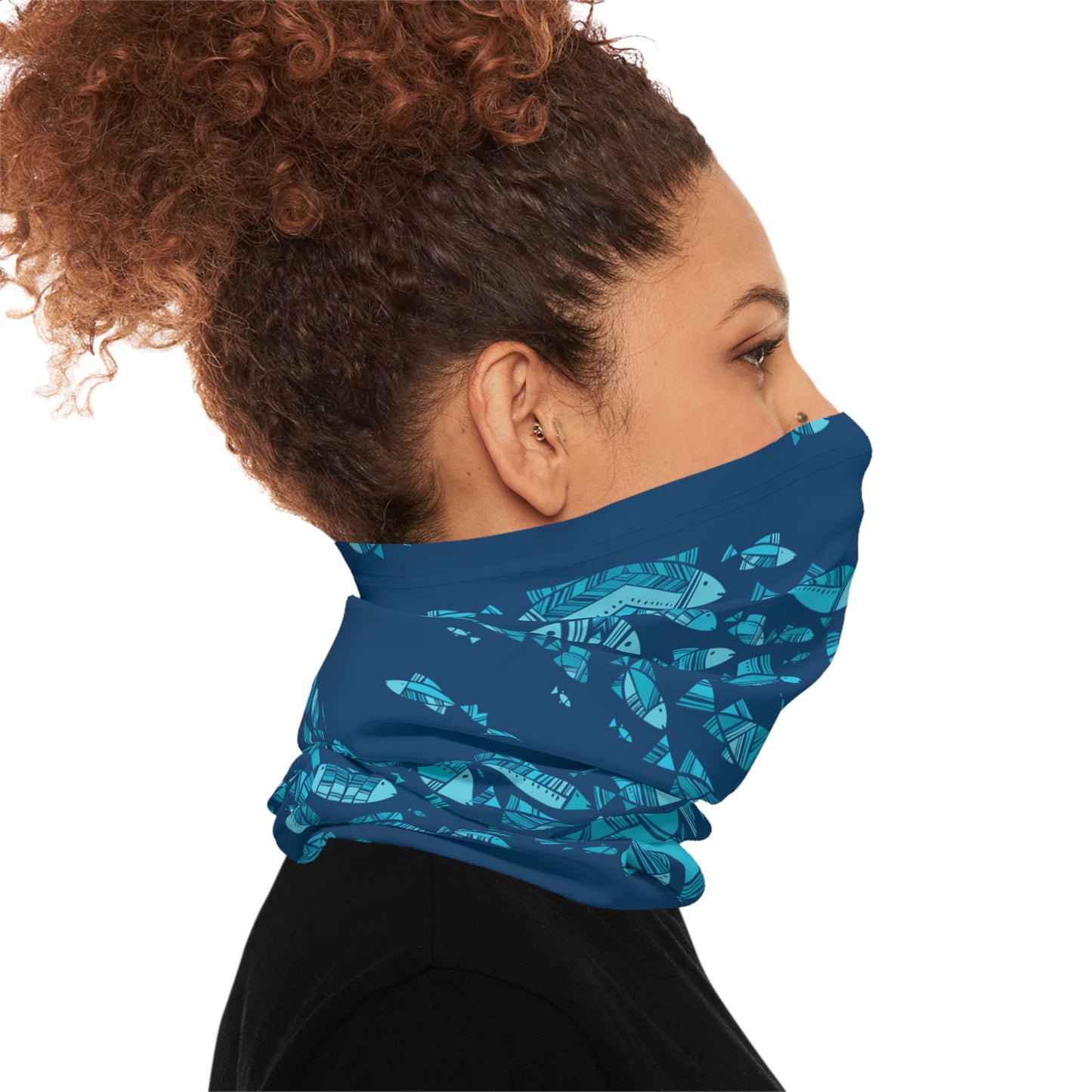 Deep Blue Schooling Fish — Unisex Neck Gaiter (SPF 50+)