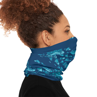Deep Blue Schooling Fish — Unisex Neck Gaiter (SPF 50+)
