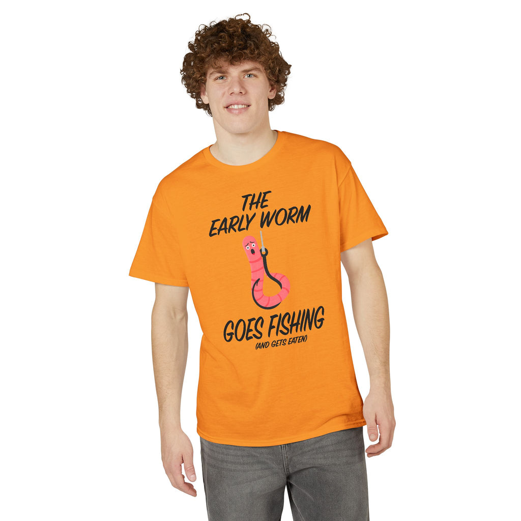 The Early Worm Goes Fishing (and Gets Eaten) — Unisex DryBlend® T-Shirt