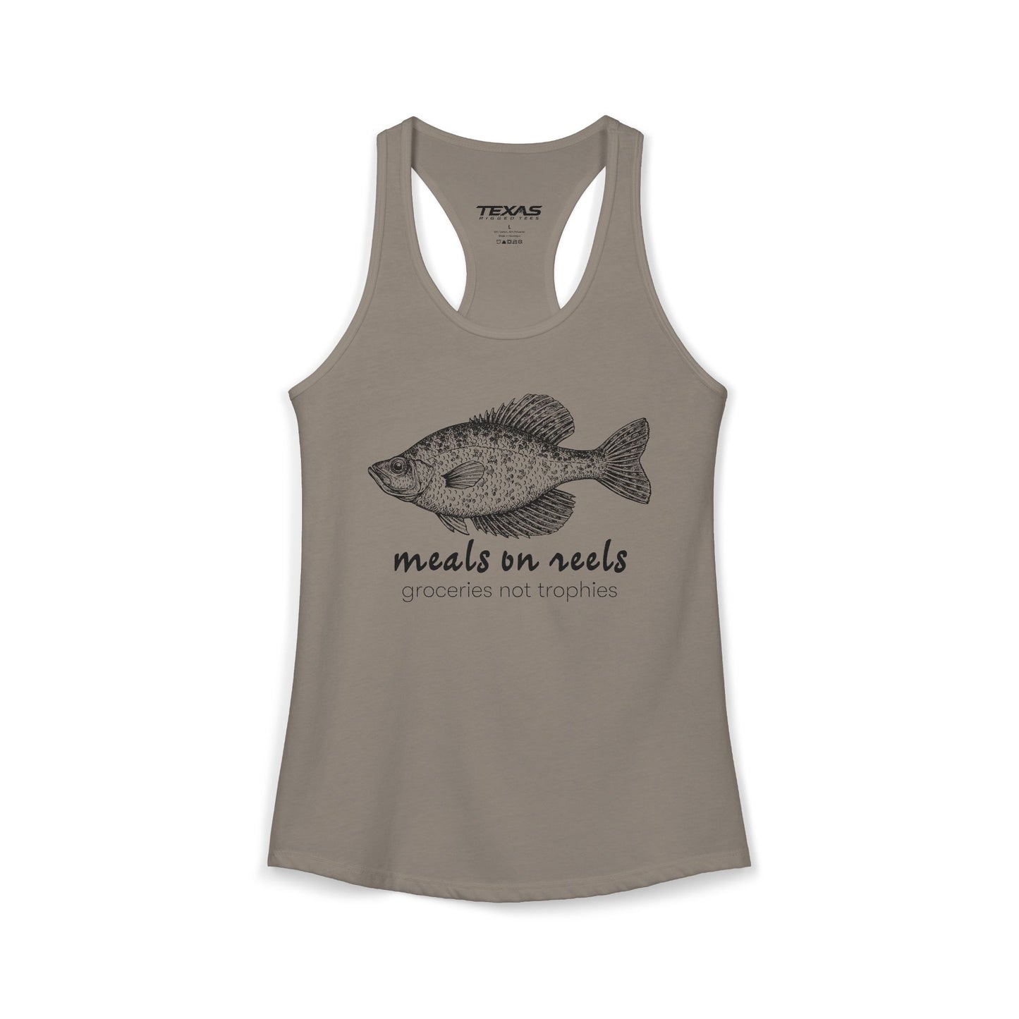 Meals on Reels: Groceries Not Trophies — Women’s Racerback Tank