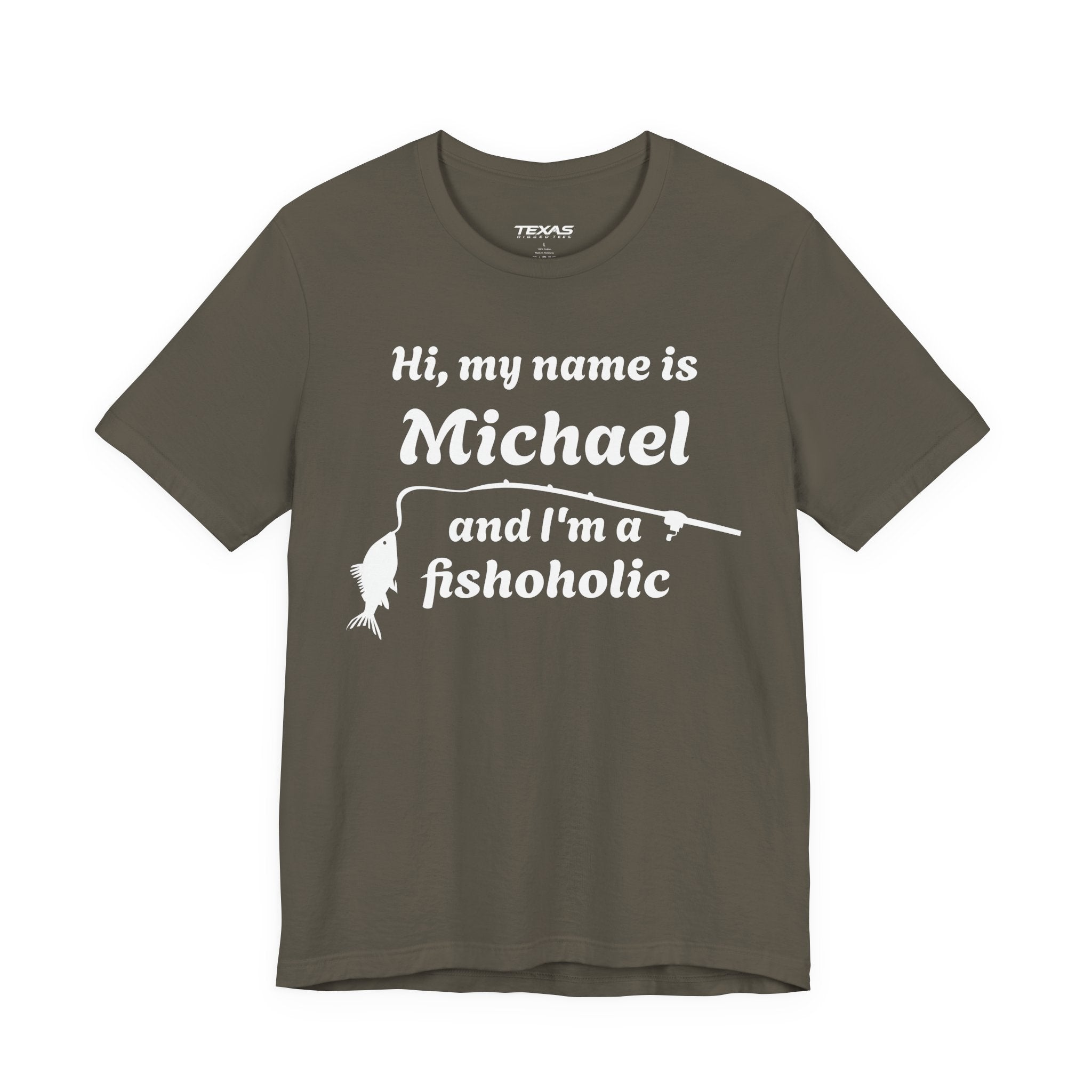 Hi, my name is [YOUR NAME] and I’m a fishoholic — Unisex Cotton Tee (Customizable)