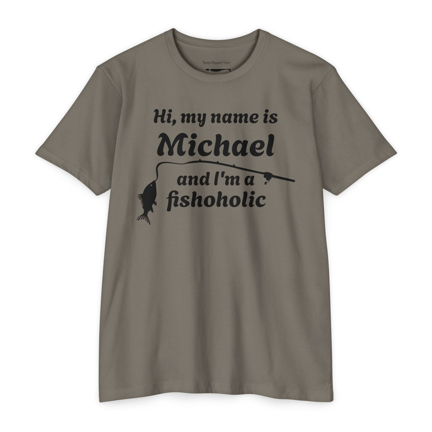Hi, my name is [YOUR NAME] and I’m a fishoholic — Unisex Cotton-Poly Blend T-Shirt (Customizable)