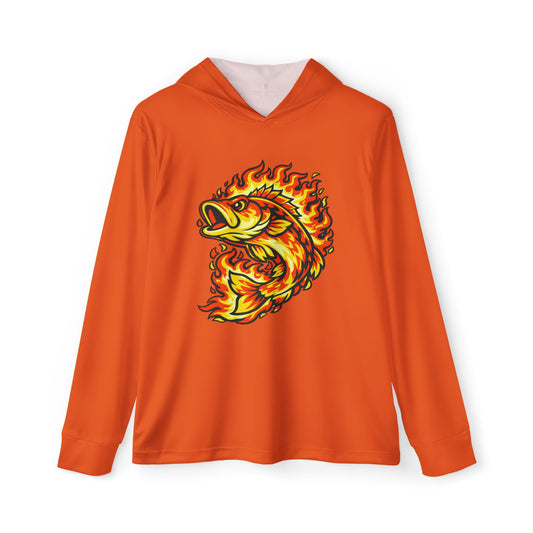 Flamin’ Bass — Unisex Fishing Pullover Hoodie (SPF 50+)