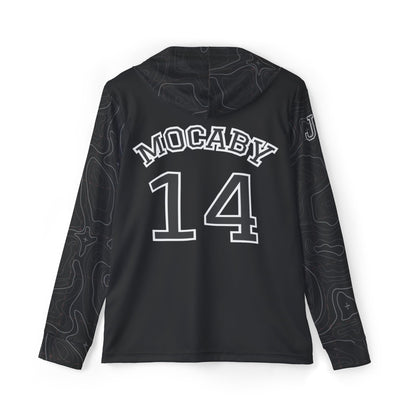 JR Mocaby Baseball Jersey Contour Lines Sleeves Black & White