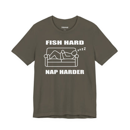 Fish Hard, Nap Harder — Unisex Cotton Tee