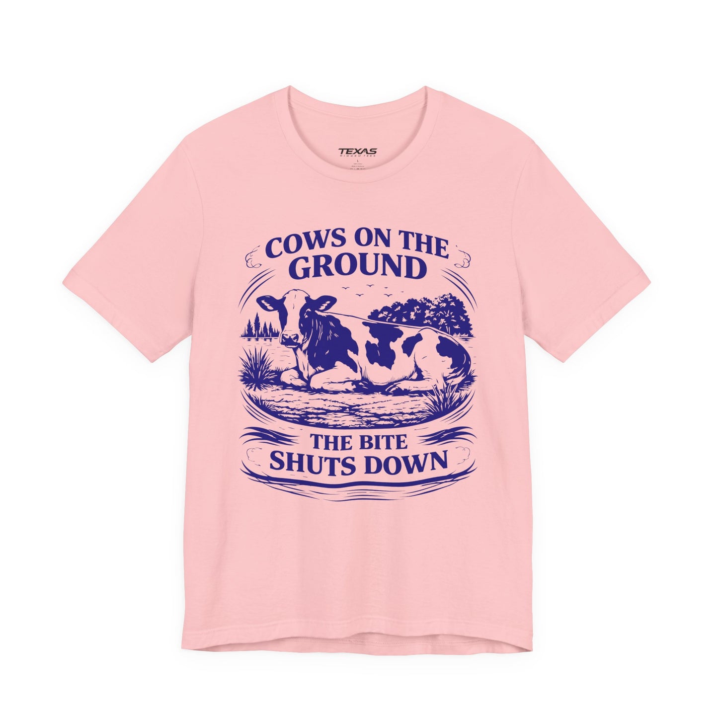 Cows on the ground, the bite shuts down — Unisex Cotton Tee