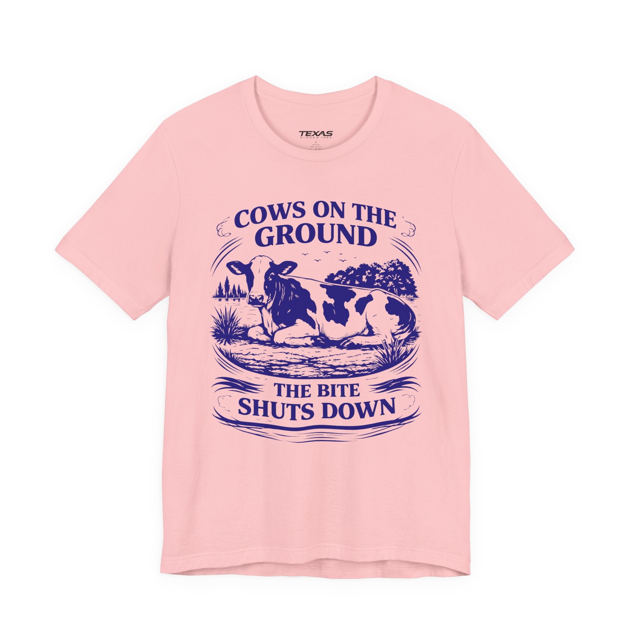 Cows on the ground, the bite shuts down — Unisex Cotton Tee