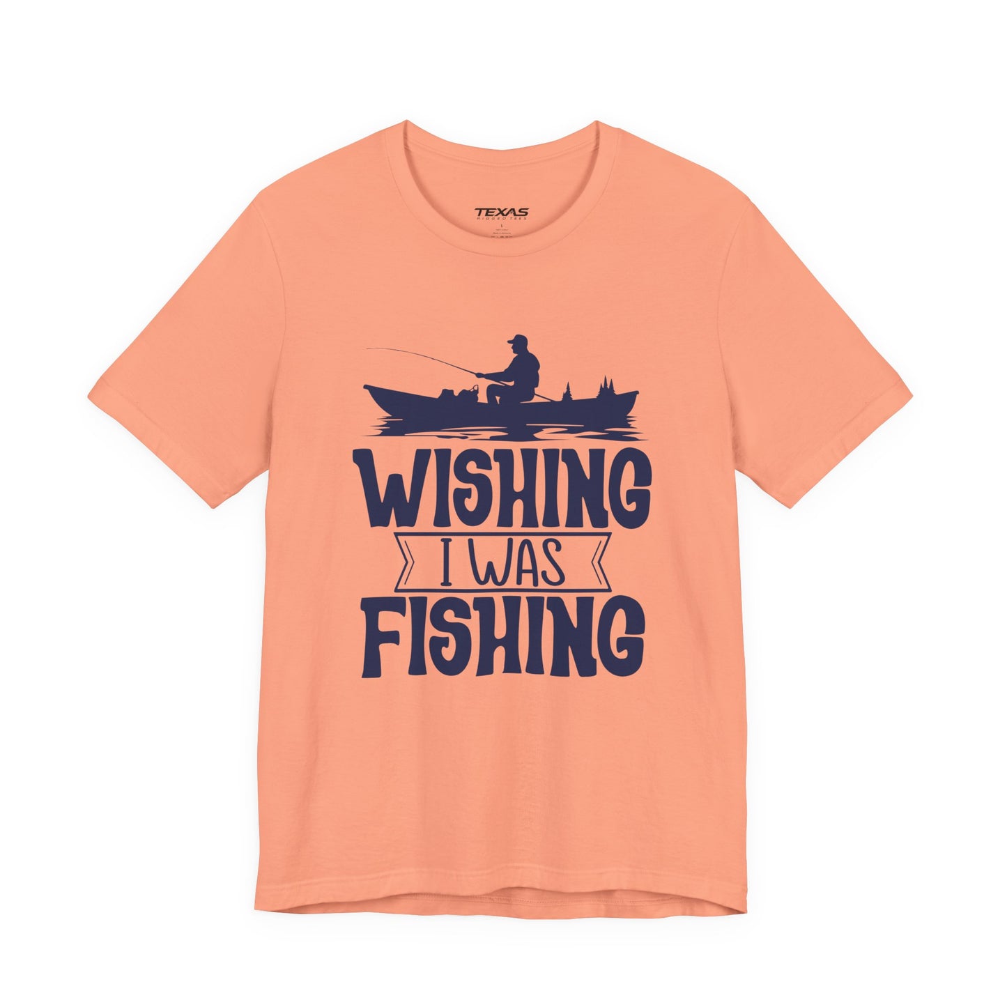 Wishing I Was Fishing (Boat Edition) — Unisex Cotton Tee