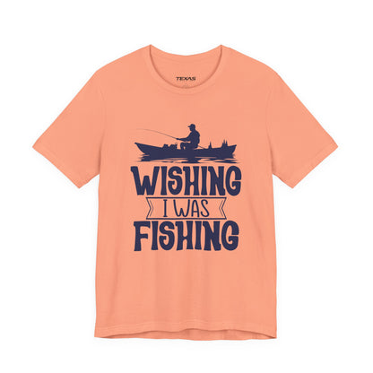 Wishing I Was Fishing (Boat Edition) — Unisex Cotton Tee