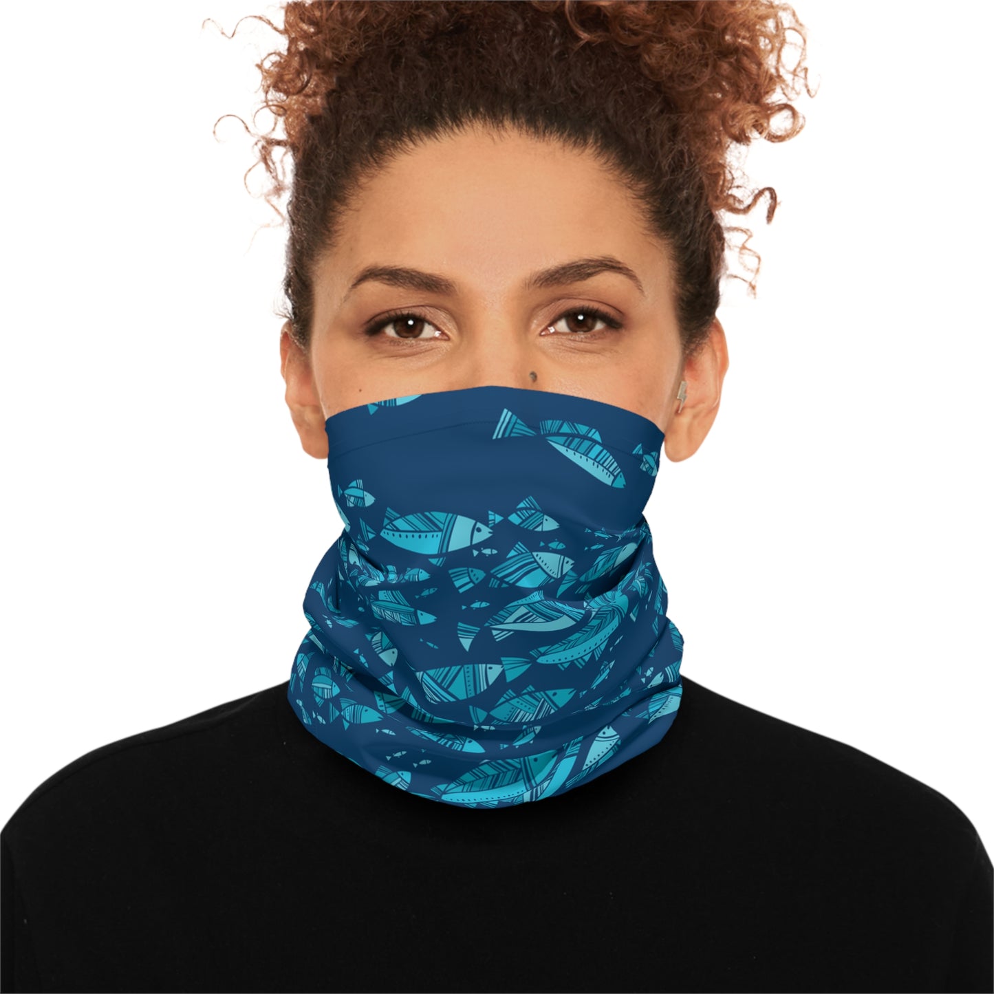 Deep Blue Schooling Fish — Unisex Neck Gaiter (SPF 50+)