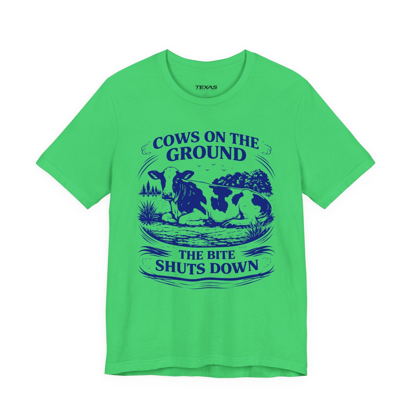 Cows on the ground, the bite shuts down — Unisex Cotton Tee