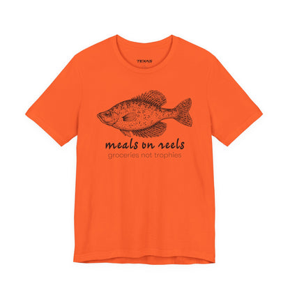 Meals on Reels: Groceries Not Trophies — Unisex Cotton Tee
